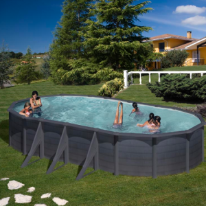 Kea Ovalada (Piscina de acero con decoración grafito elevada)  (GRE)