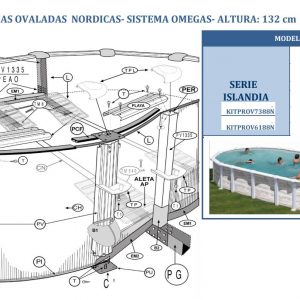 Piscinas Ovaladas Nórdicas-Sistemas Omegas- Altura: 132 cm KITPROV6188N